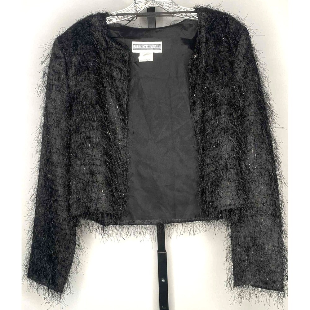 Vintage‎ 90s Jessica Howard Jacket Women's size large Black Open Front button